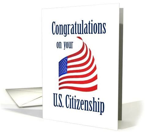 Congratulations On Your Us Citizenship Card With Us Flag Design