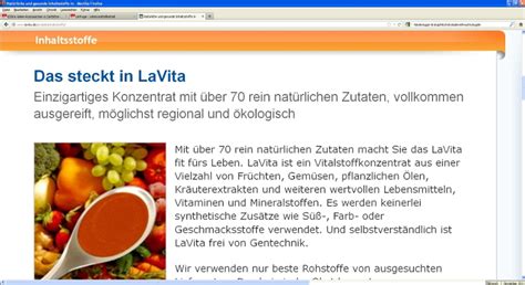 Werbung Zu La Vita Vitalstoffkonzentrat Auf Lavita De