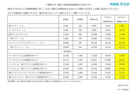 2019年10月からの増税に伴い、