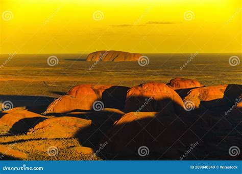 Aerial View Of Kata Tjuta Mountain In Australia Covered In Desert Land