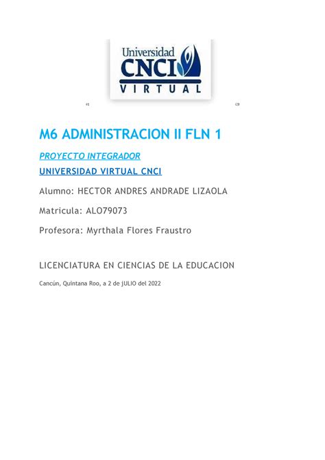 Integrador Admon Ii Anonimo Ii I M Administracion Ii Fln