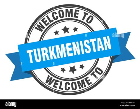 Turkmenistan Stamp Welcome To Turkmenistan Blue Sign Stock Vector