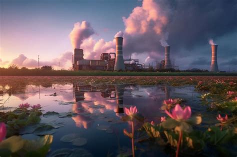 Premium Ai Image Natures Embrace Lotus Plants Surround Thermal Power