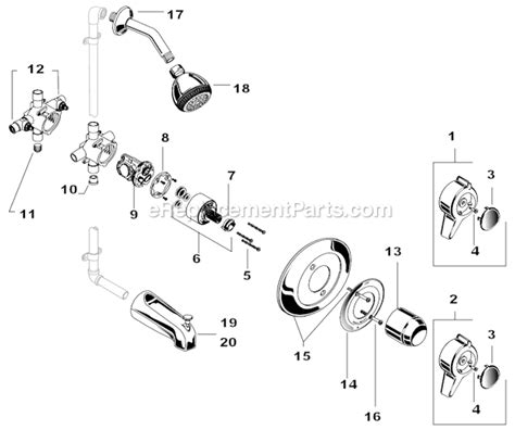 American Standard Colony Pressure Balance Bath Shower T375 120