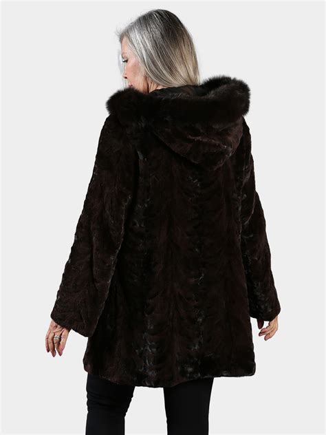 Woman S Dark Mahogany Sculptured Mink Fur Stroller Estate Furs