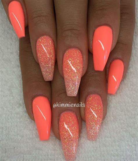 Pin By Ale Brenda On Nails Coral Nails With Design Ombre Acrylic