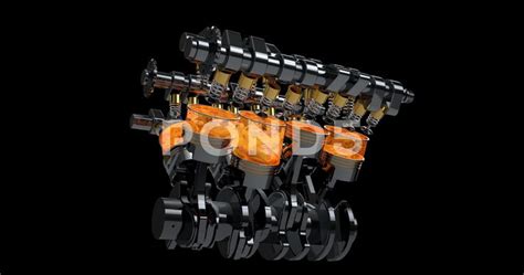 Rotating V8 Engine Animation With Explosions - Loop Stock Footage,#Engine#Animation#Rotating# ...