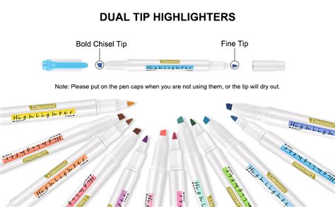 Dacono Highlighter Double Ended Pcs Pastel Colors Dual Tips Marker