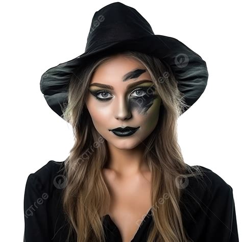 Una Ragazza Vestita Da Strega Si Trucca Per Halloween Trucco Di