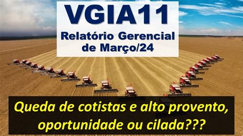 FIAGRO VGIA11 RG de Março 24 Queda de cotistas e alto provento