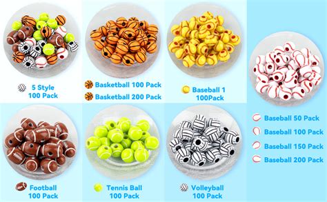 Amazon Auear Pack Baseball Beads Mm For Sport Jewelry