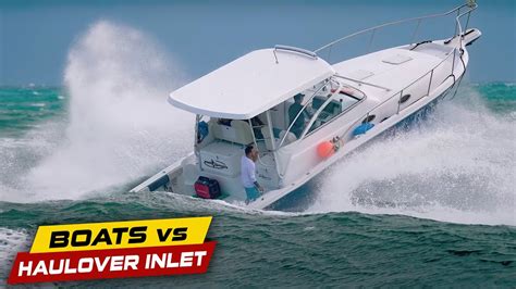 BIG WAVE CHALLENGE AT HAULOVER Boats Vs Haulover Inlet YouTube