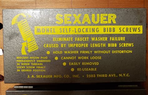 1954 Sexauer Self Locking Bibb Screws Threading Tool Compartmental