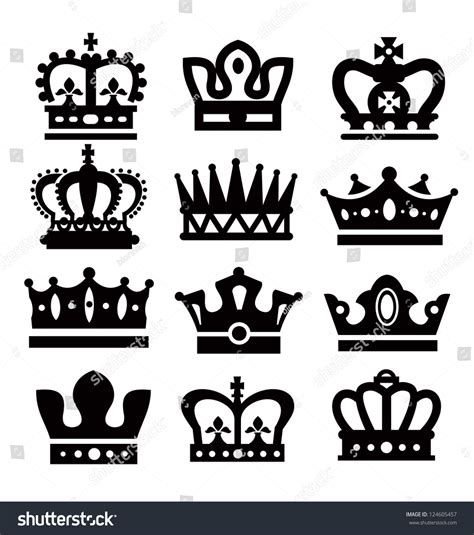 Vector Black Crown Icons Set On Stock Vector (Royalty Free) 124605457 ...