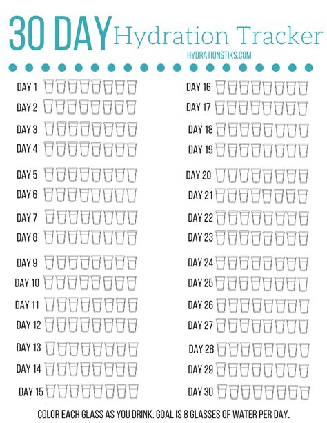 Free Printable Daily Water Intake Tracker