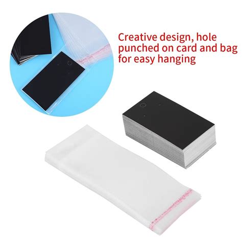 100pcs Set Black Earring Display Cards With Self Adhesive Bags