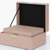 Set Of Rose Pink Nude Faux Leather Jewellery Storage Makeup Boxes Picture Perfect Home