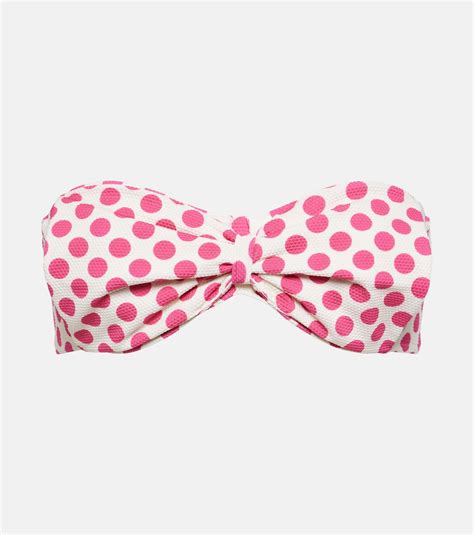 Clara Polka Dot Gathered Bikini Top In White Alexandra Miro Mytheresa