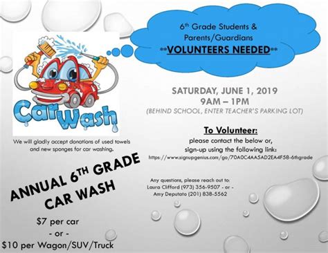 Volunteers Needed for 6th Grade Car Wash – Demarest Home and School ...