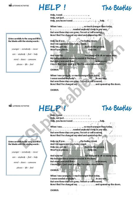 Help The Beatles Esl Worksheet By Krysstl