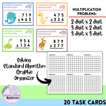 Standard Algorithm Multiplication Task Cards Nbt B Th Grade