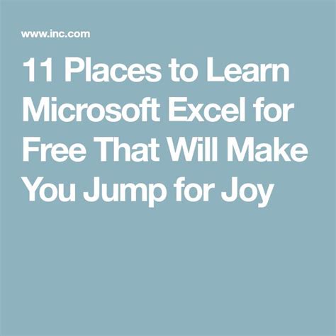 Places To Learn Microsoft Excel For Free That Will Make You Jump For