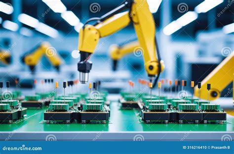 Advanced High Precision Robot Arms On Fully Automated Pcb Assembly Line