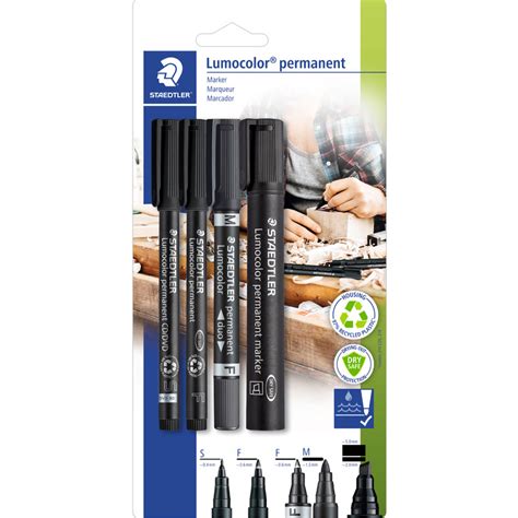 Staedtler Lumocolor Permanent Marker Set Teilig Schwarz Bk Bei