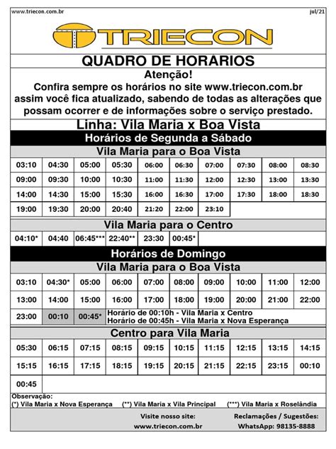 Horário Do Ônibus Vila Rex - Horários de Ônibus Vila Maria | PDF