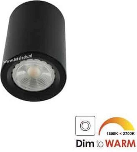 Led Opbouwspot Malta Watt Rond Zwart Dimbaar Bol