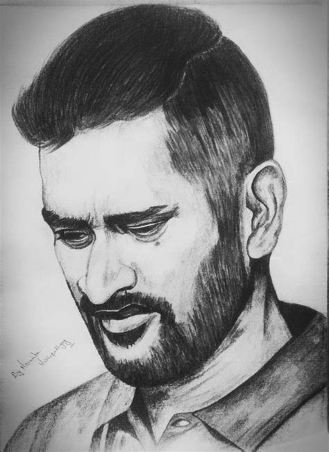 Ms Dhoni Pencil Drawing