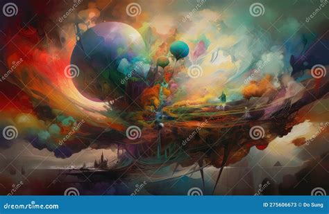 Dreamy Surreal World Painting Stock Illustration - Illustration of ...