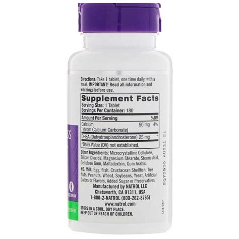 DHEA 25 mg NATROL 180 comprimidos - Em Suplementos