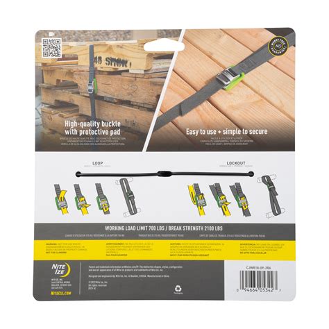 Nite Ize CamJam Tie Down Strap 18 ft. 2 Pack Charcoal/Lime CJWR18-09 ...