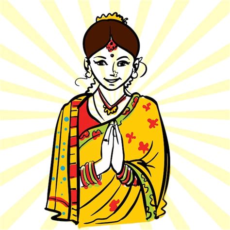 Premium Vector Beautiful Indian Women Namaste Indian Woman A