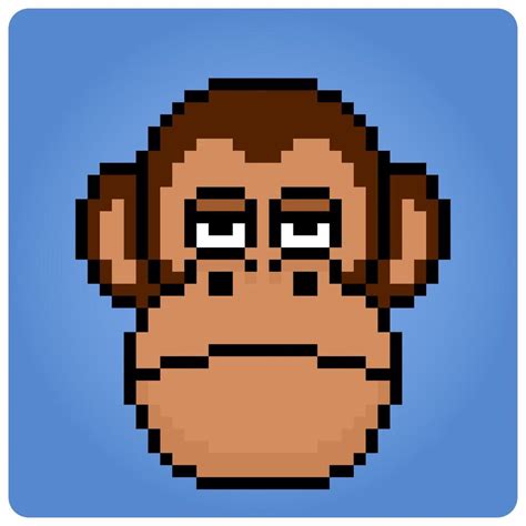 Pixel 8 bit monkey head. Animal portrait for game assets in vector ...