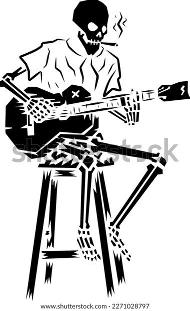 Vector Illustration Skull Playing Guitar Stock Vector Royalty Free 2271028797 Shutterstock