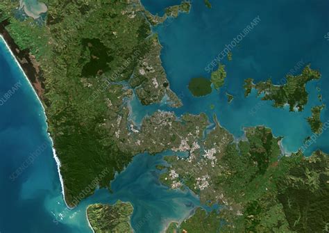 Auckland, New Zealand, satellite image - Stock Image - C057/5895 - Science Photo Library