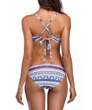 Women S Halter Two Piece Bikini Swimsuits Back Tie Bikini Swimwear Floral Aztec Pink Co R Nzc