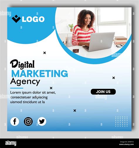 Business Social Media Post Template For Digital Marketing Agency Stock