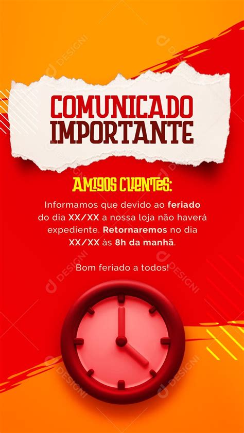 Baixar Comunicado Importante Amigos Clientes Social Media Story PSD