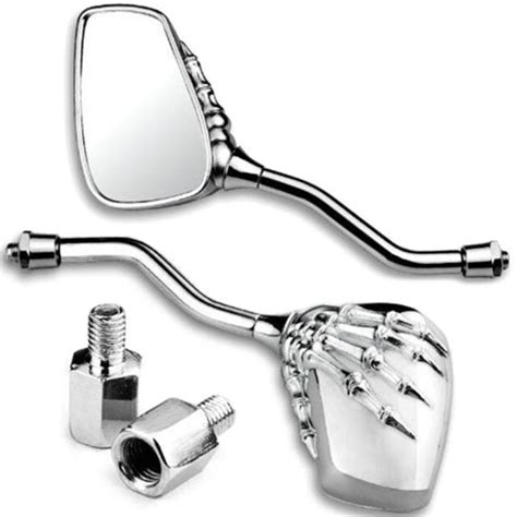 Universal 8mm 10mm Motorcycle Skeleton Skull Hand Chrome Rearview Side