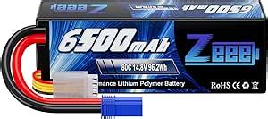 Zeee 4S Lipo Battery 14 8V 6500mAh 80C Hard Case With EC5 Connector