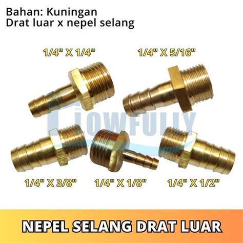 Jual NEPEL SELANG DRAT LUAR 1 4 X 1 2 INCH KUNINGAN SAMBUNGAN DRAT LUAR