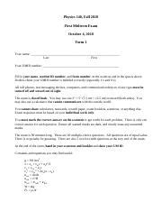 Exam1 2018 Fall Pdf Physics 140 Fall 2018 First Midterm Exam October