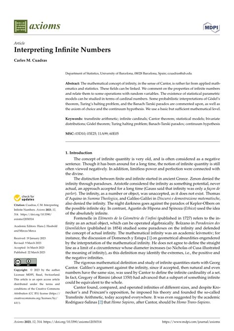 (PDF) Interpreting Infinite Numbers