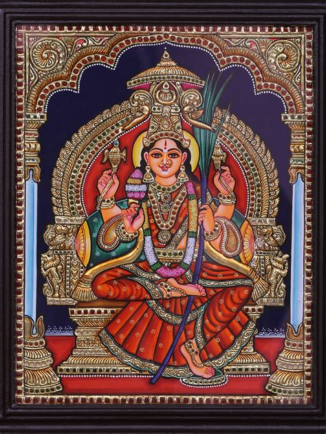 Goddess Rajarajeshwari The Embodiment Of Gnana Tanjore Painting L