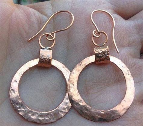 Martillado Aretes De Cobre Con Cables De Cobre Hecho A Mano De La