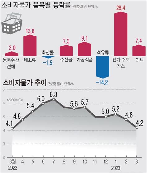 통계청 전년 동월 대비 소비자물가 42 ↑ 발표 최근 국제유가 하락 때문 시사 앤 뉴스