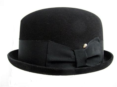 Vintage Mans Hat Black Stingy Brim Fedora Hat by Atomicfireball